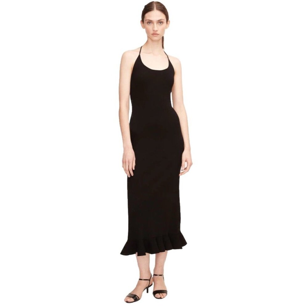 NWT Women's Rebecca Taylor Sleeveless Black Stretch Knotted Back Dress Sz XL